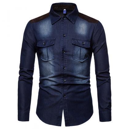 New Fashion Men Shirt Long Sleeve D..