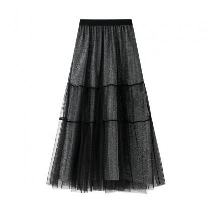  women High waist skirt bright silk..