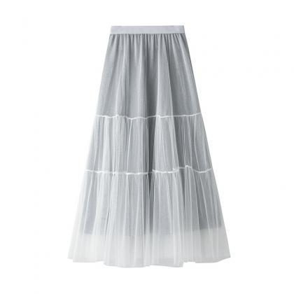  women High waist skirt bright silk..