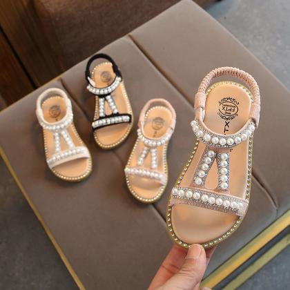 Summer Girl Pearl Sandals Baby Korean Open Toe..