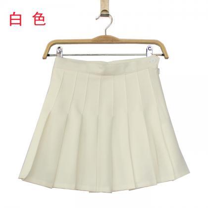 Women Candy Color Pleated Skirt Playful Girl..