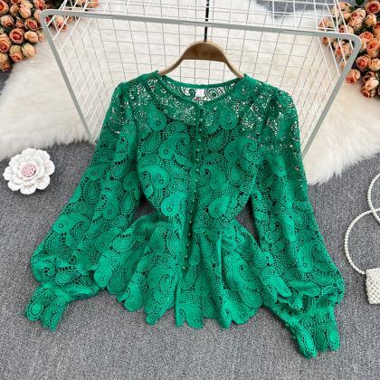  women Spring retro style round nec..