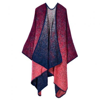 Women Lady Faux Cashmere Scarf Plai..