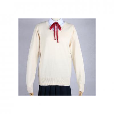  Japanese School Harajuku Style JK Uniforms Sweater Long Sleeve Students Knitted V-Neck Sweater apricot