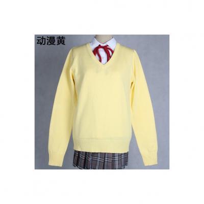 Japanese School Harajuku Style JK Uniforms Sweater Long Sleeve Students Knitted V-Neck Sweater yellow