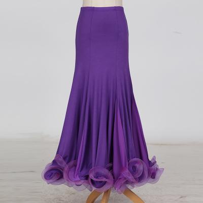New Fashion Ballroom Dance Skirt Mermaid Ruffles Standard Modern Dance Waltz Tango Skirt purple