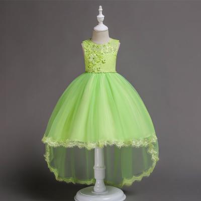 High Low Flower Girl Dress Princess Lace Wedding Birthday Party Gown Children Clothes pale green