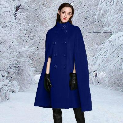 Women Stand-up collar double-breasted solid color sleeveless ladies temperament cape coat