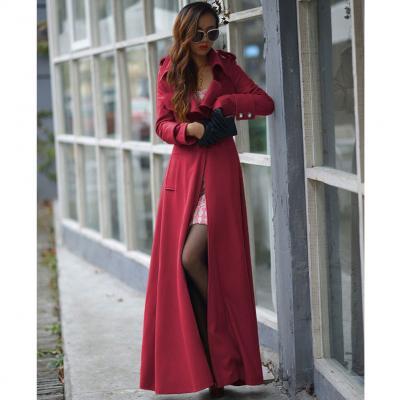 Floor Length Red Coat Women Jackets Cashmere Blend Long Sleeve Maxi Dress Wool Winter Windbreaker S M L XL 2XL