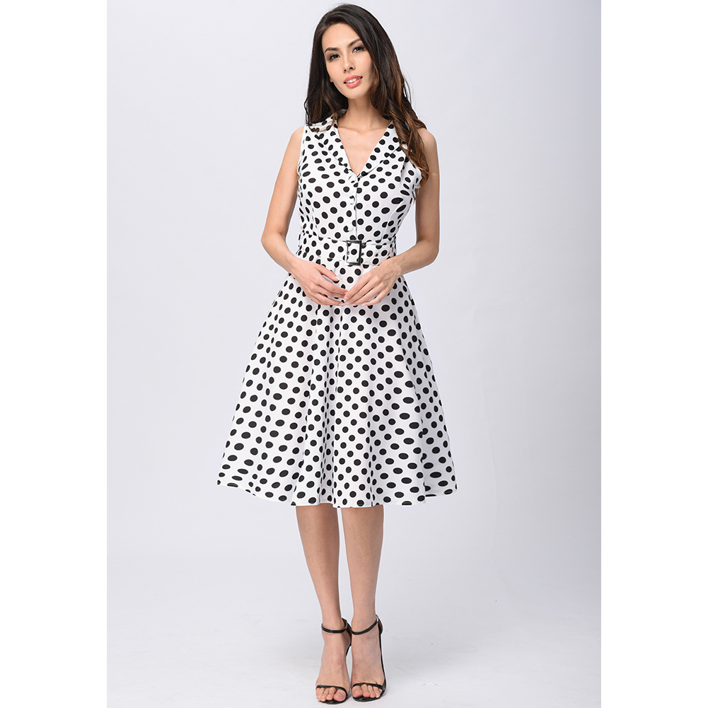 knee length polka dot dress