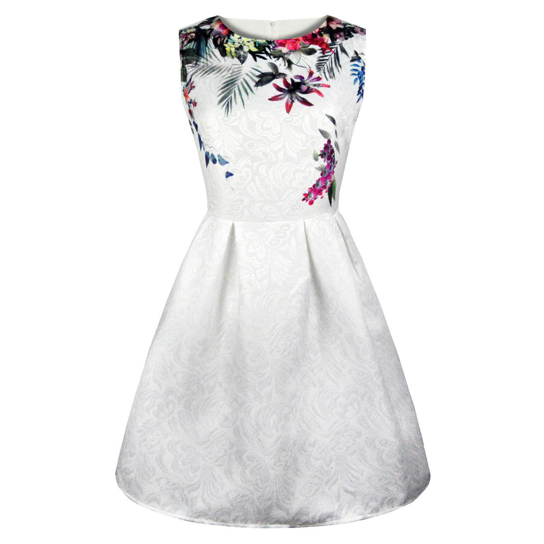 2017 Summer Floral Print A Line Women Short Dress Sleeveless Tank Vest Slim Mini Dress Vestidos 1#