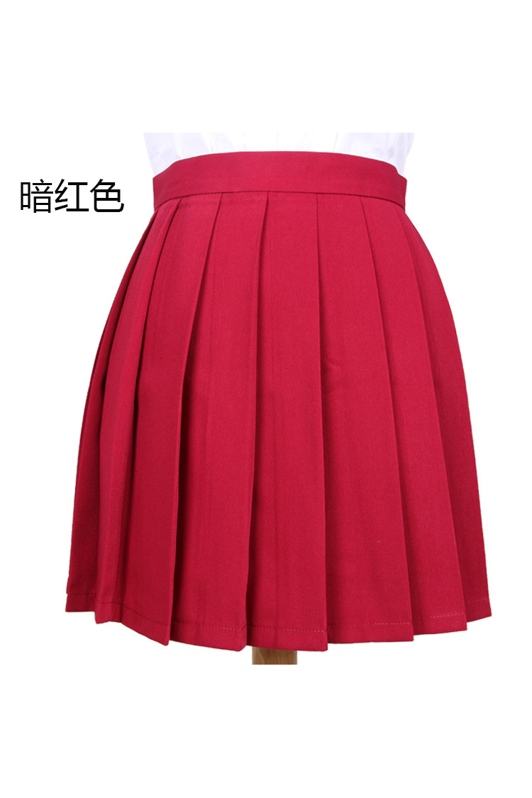 Girls High Waist Pleated Skirt Anime Cosplay School Uniform JK Student Girls Solid A Line Mini Skirt dark red