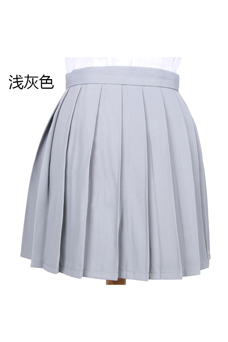 Girls High Waist Pleated Skirt Anime Cosplay School Uniform JK Student Girls Solid A Line Mini Skirt light gray