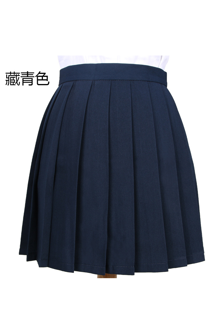 Girls High Waist Pleated Skirt Anime Cosplay School Uniform JK Student Girls Solid A Line Mini Skirt navy blue