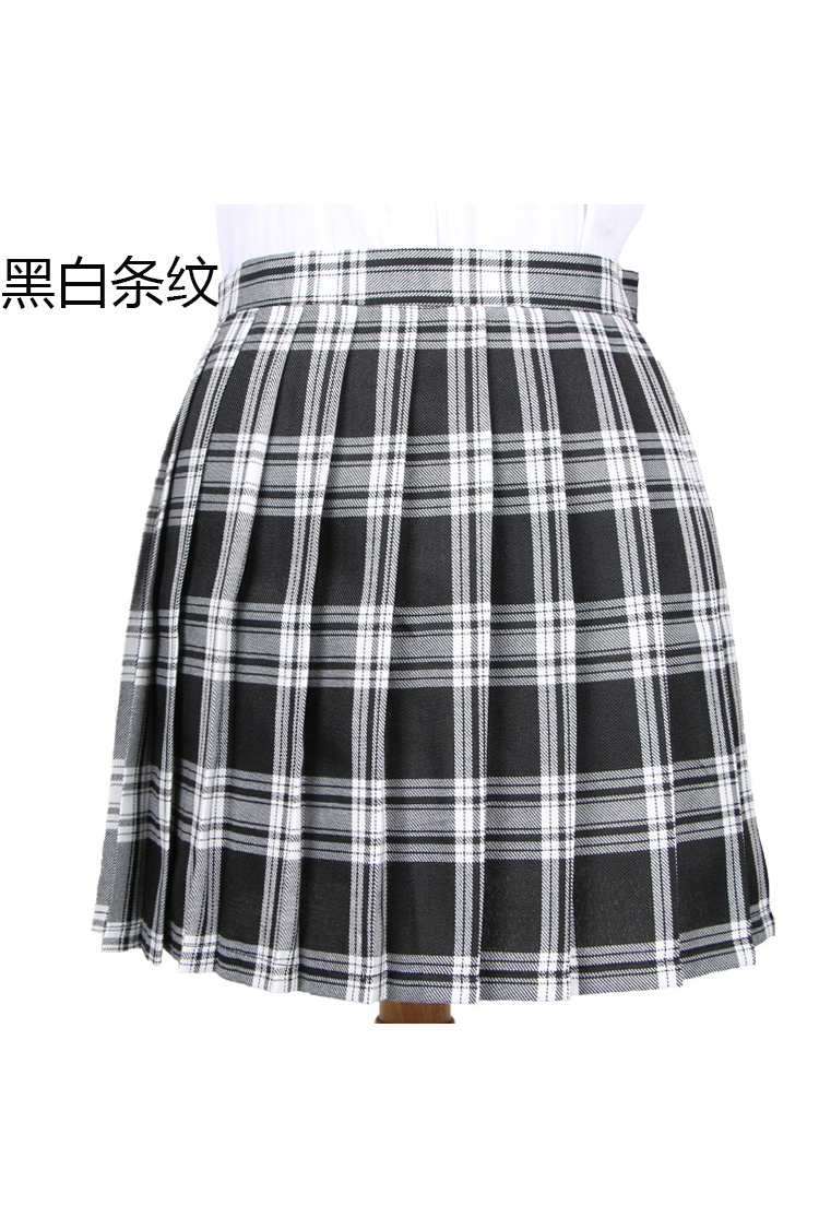 Harajuku 2017 Women Fashion Summer high waist pleated skirt Cosplay plaid skirt Girl A Line Mini Skirt black+white