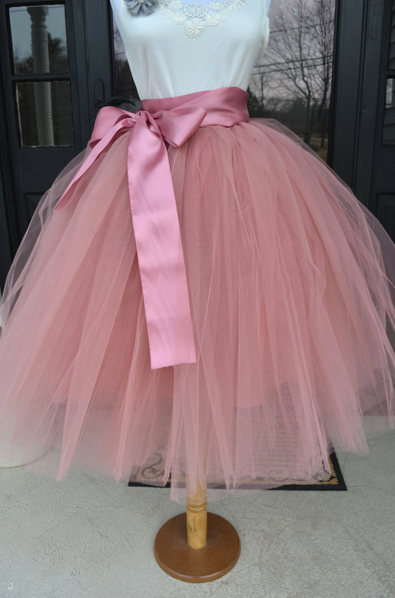 6 Layers Midi Tulle Skirts Womens Tutu Skirt Elegant Wedding Bridal Bridesmaid Skirt Lolita Underskirt Petticoat blush