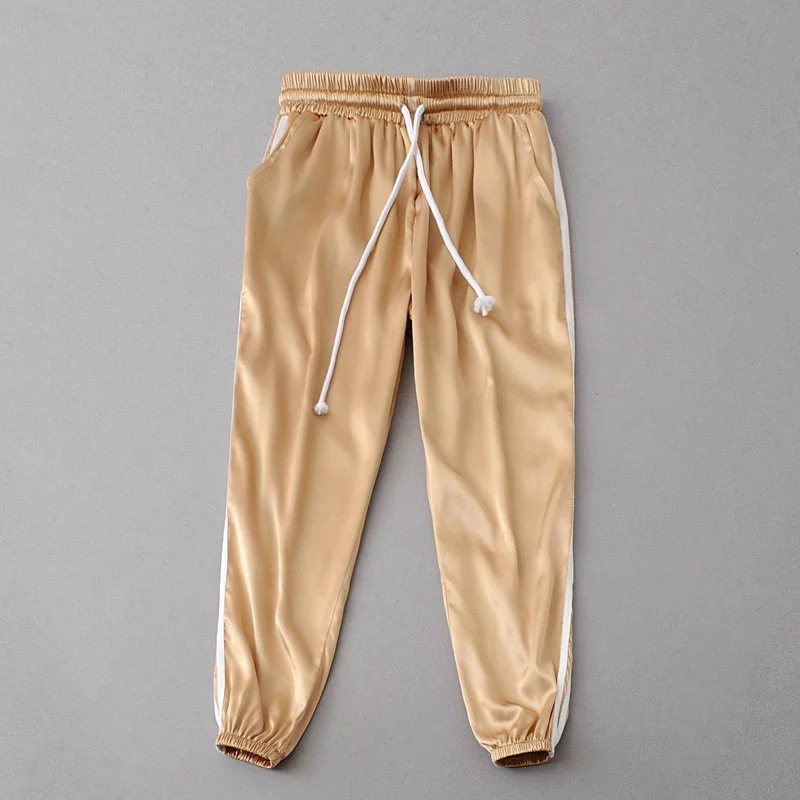 Sweatpants Women Sport Pants Joggers Casual Harlan Yoga Gym Side Striped Drawstring High Waist Lady Femme Trousers gold