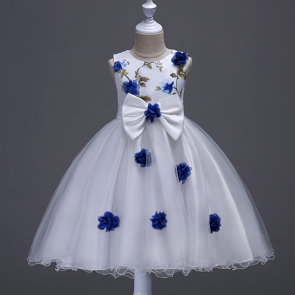 blue and white princess dress