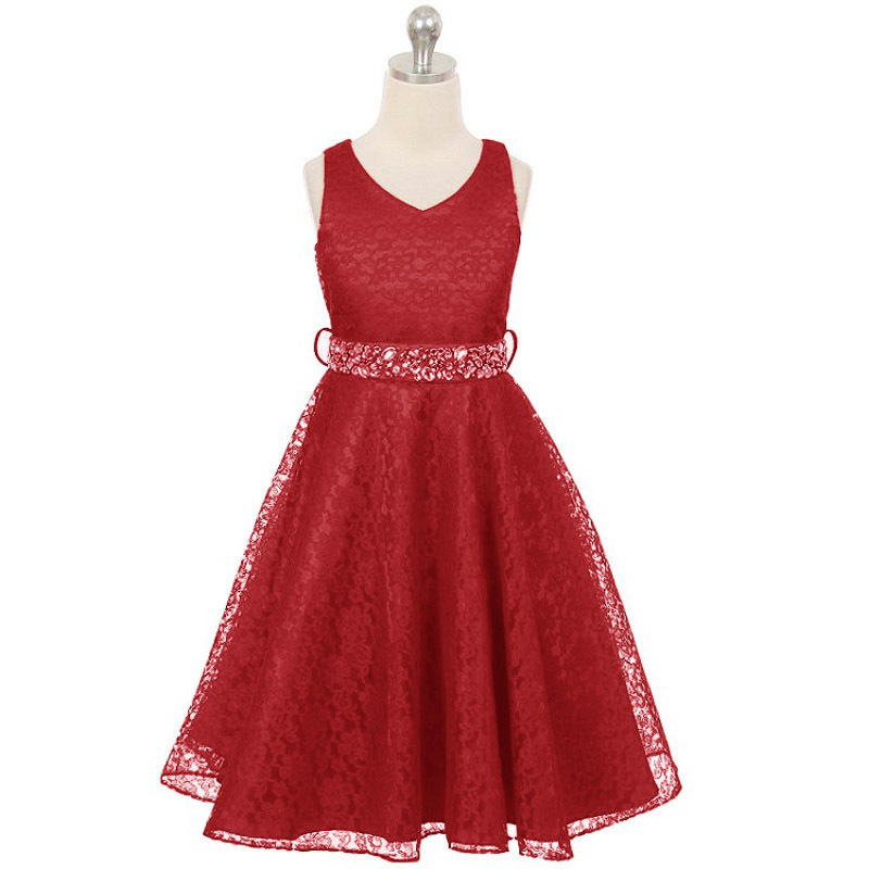 deep red flower girl dresses