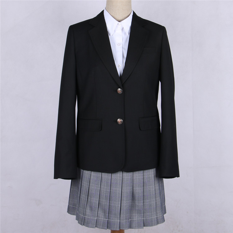 Japanese JK Women Girl School Uniform Suit Coat Students Jacket Blazer Outerwear black