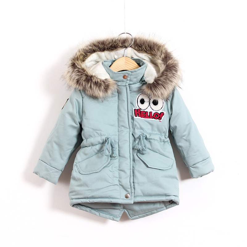 New Winter Jackets Children Coat Warm Thick Cotton Girls Snowsuit Hooded Kids Outwear light blue