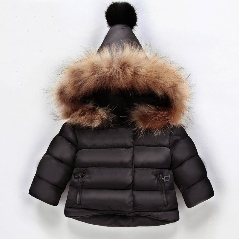 Baby Winter Solid Coat Warm Kids Outwear Hooded Fashion Children Down Jackets Little Girls Down Coat black