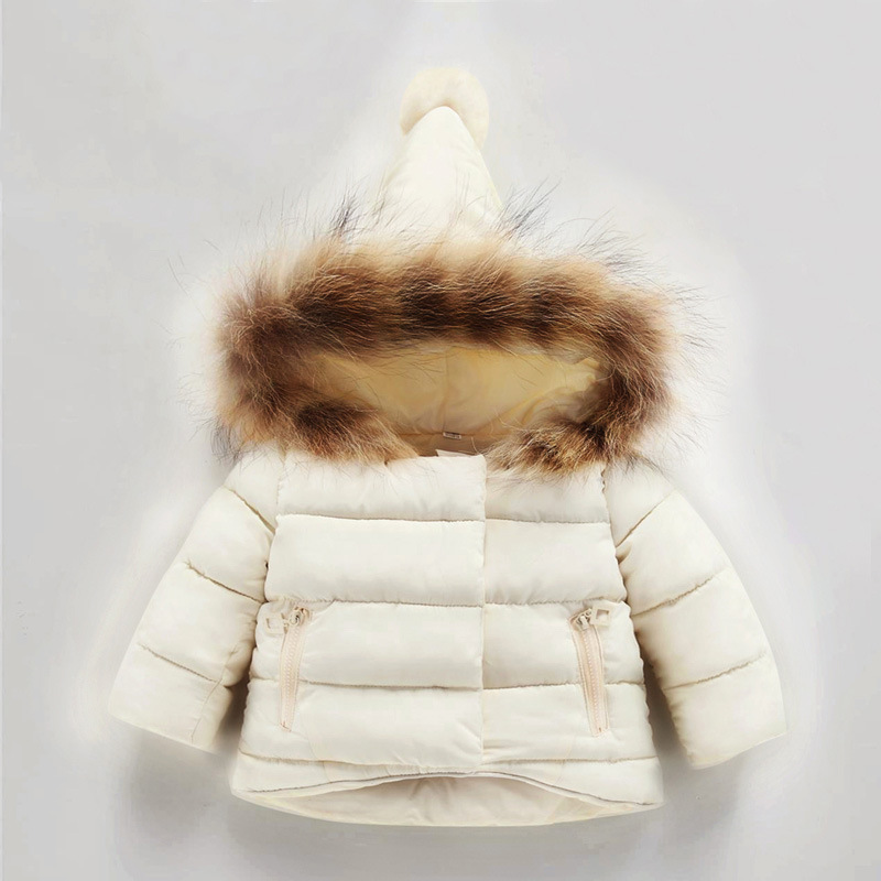  Baby Winter Solid Coat Warm Kids Outwear Hooded Fashion Children Down Jackets Little Girls Down Coat off white