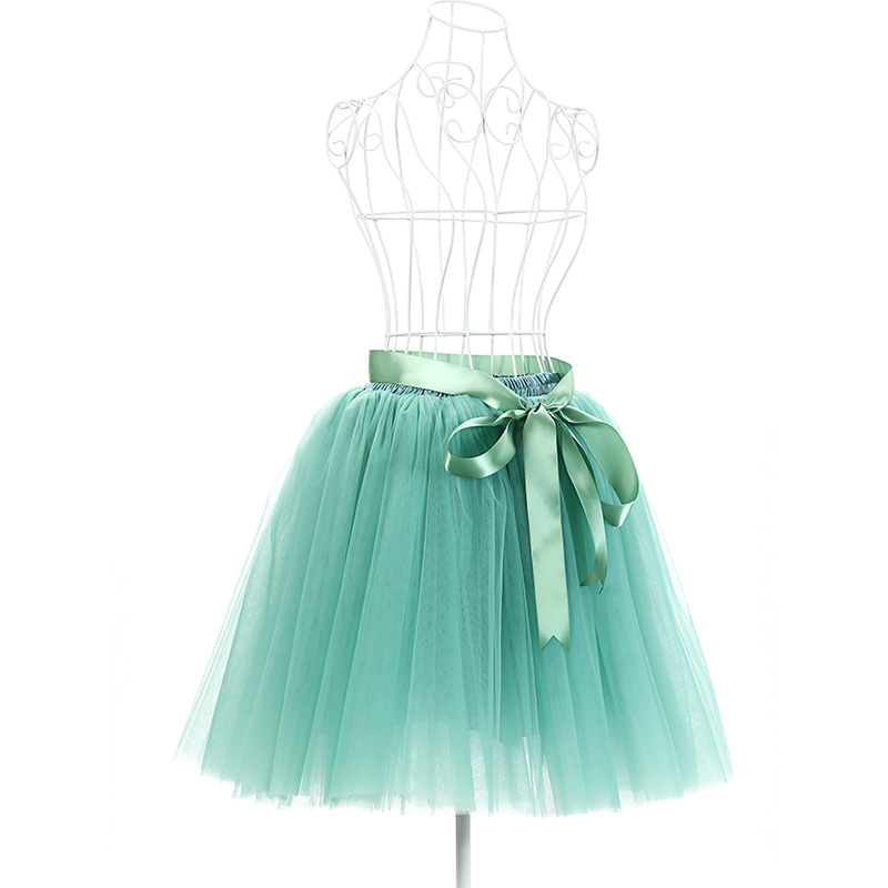 6 Layers Tulle Midi Lolita Skirt Women Adult Tutu Skirt American Apparel Wedding Bridesmaid Party Petticoat light green