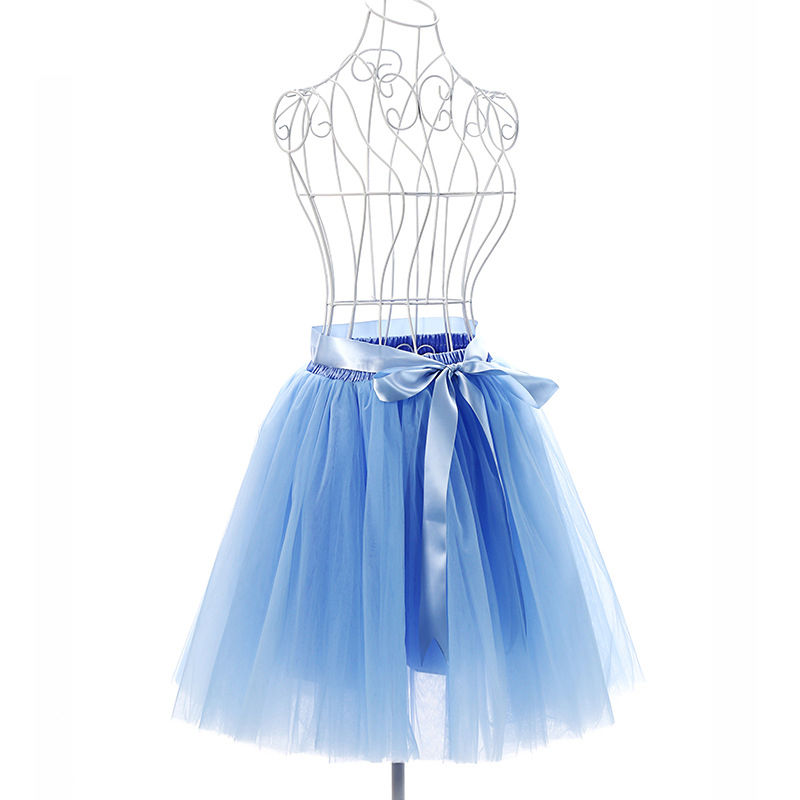6 Layers Tulle Midi Lolita Skirt Women Adult Tutu Skirt American Apparel Wedding Bridesmaid Party Petticoat sky blue