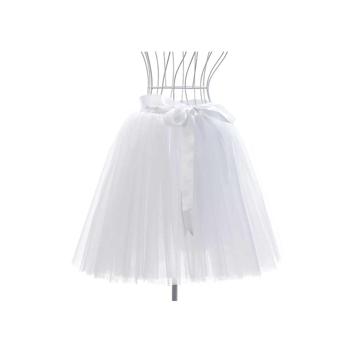 6 Layers Tulle Midi Lolita Skirt Women Adult Tutu Skirt American Apparel Wedding Bridesmaid Party Petticoat white