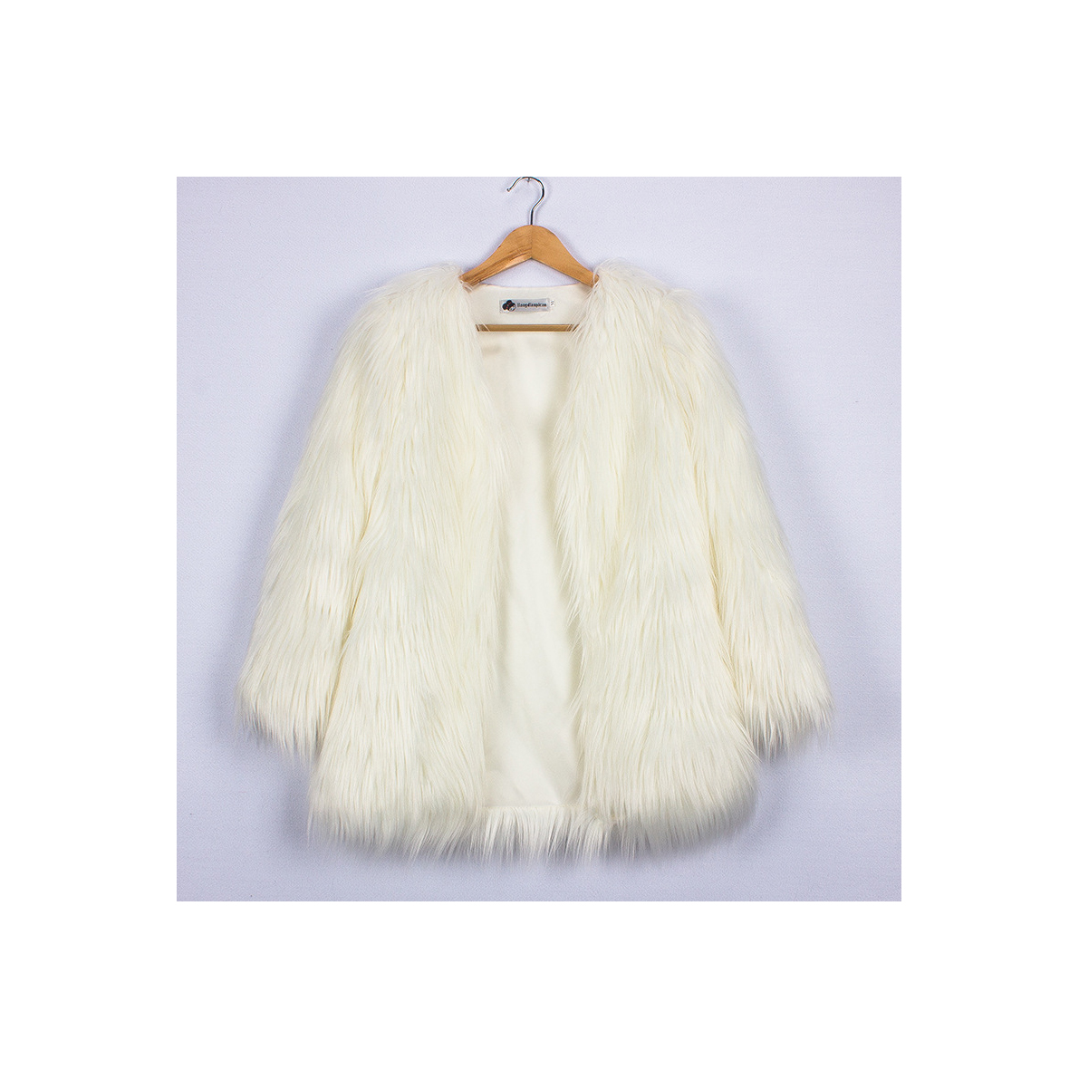 Plus Size Women Fluffy Faux Fur Coats Long Sleeve Winter Warm Long Jackets Female Outerwear off white