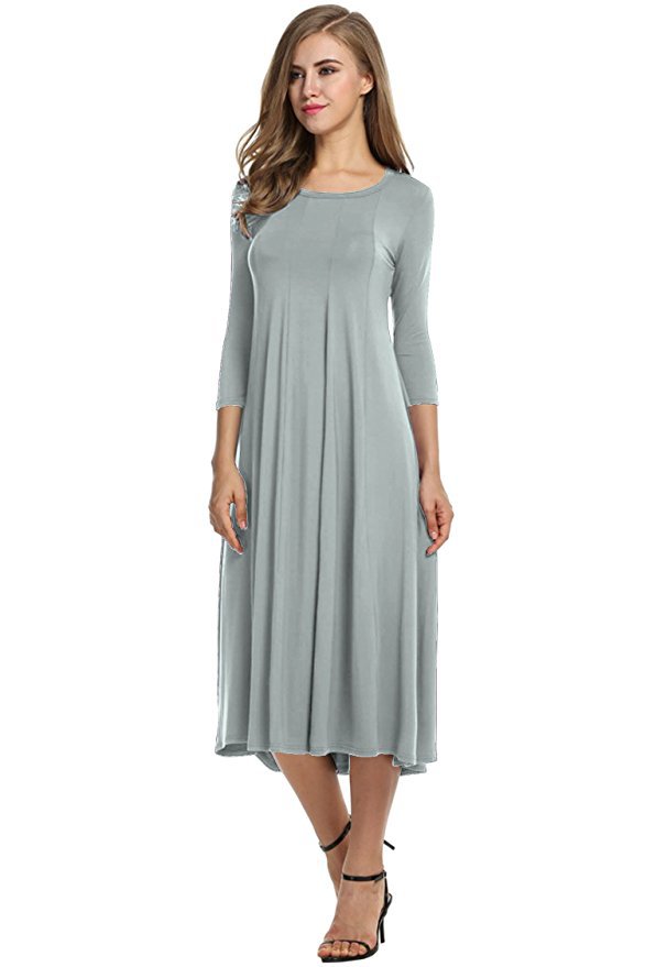 long sleeve midi swing dress