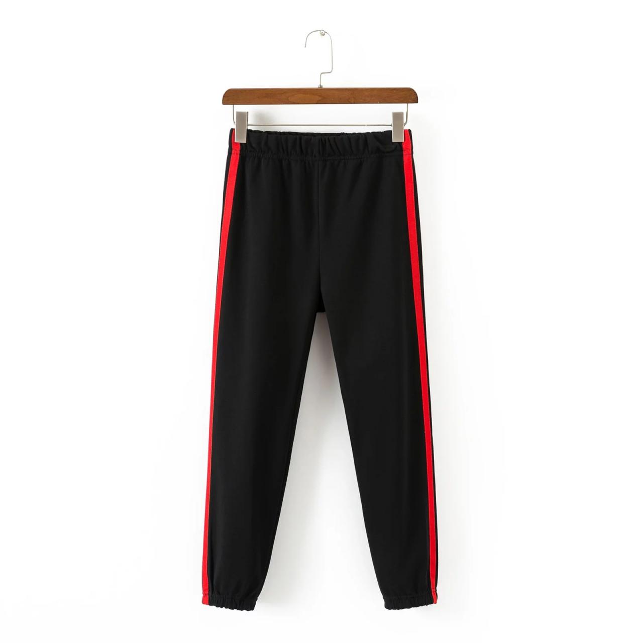 red black striped pants