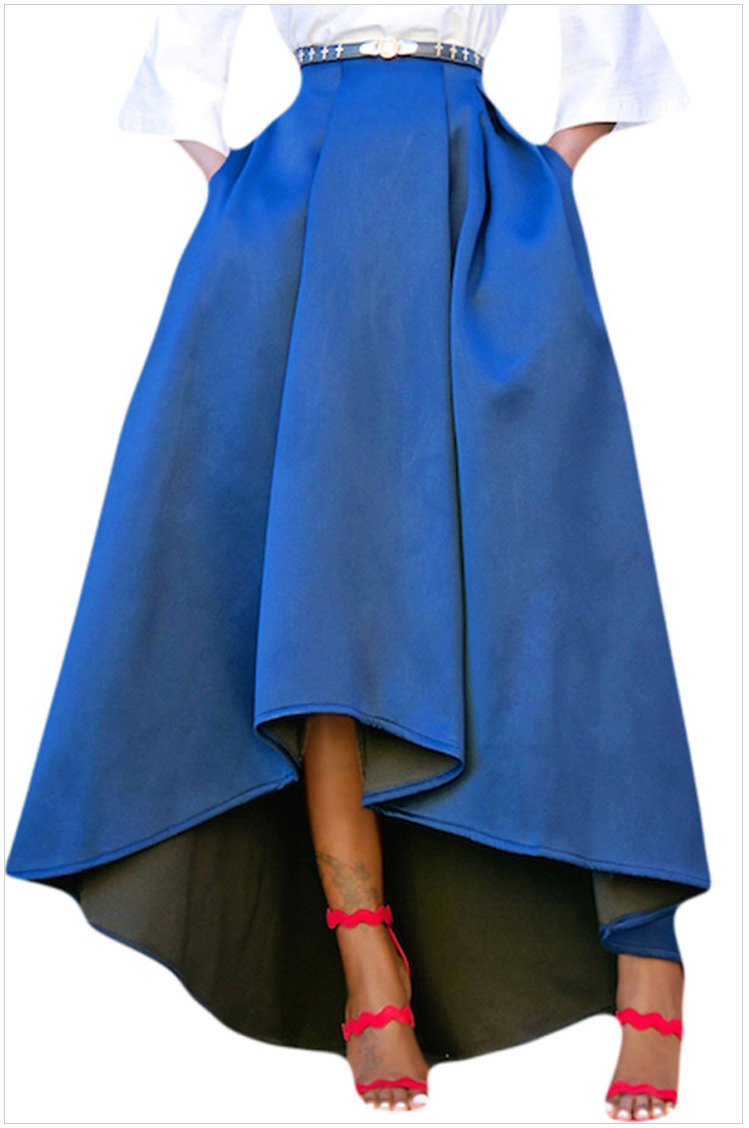 blue high low skirts