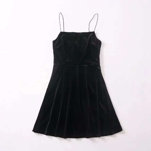 black spaghetti strap skater dress