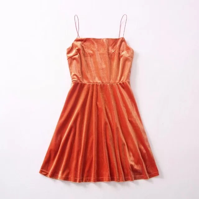 orange velvet dress