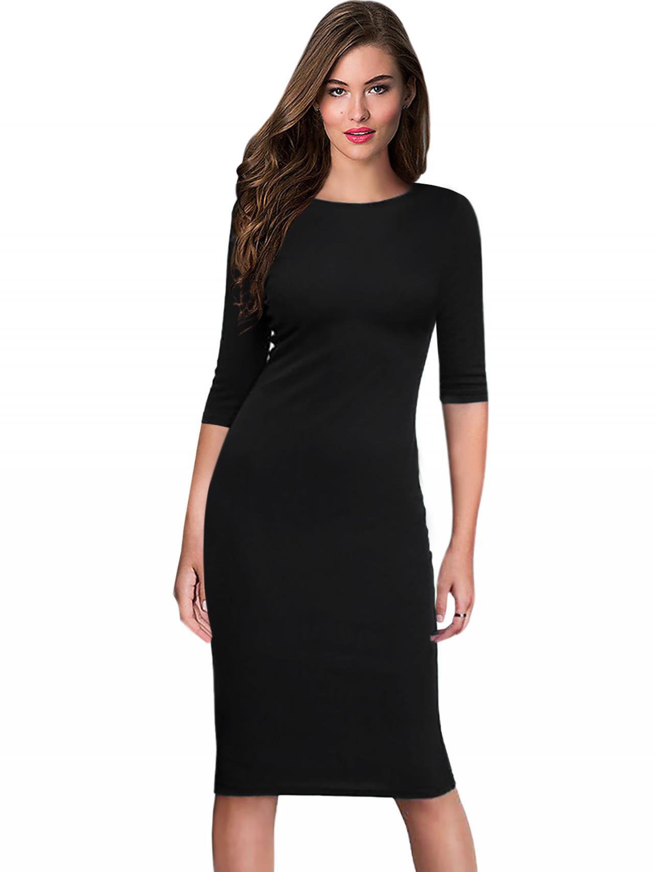 plain black dress knee length