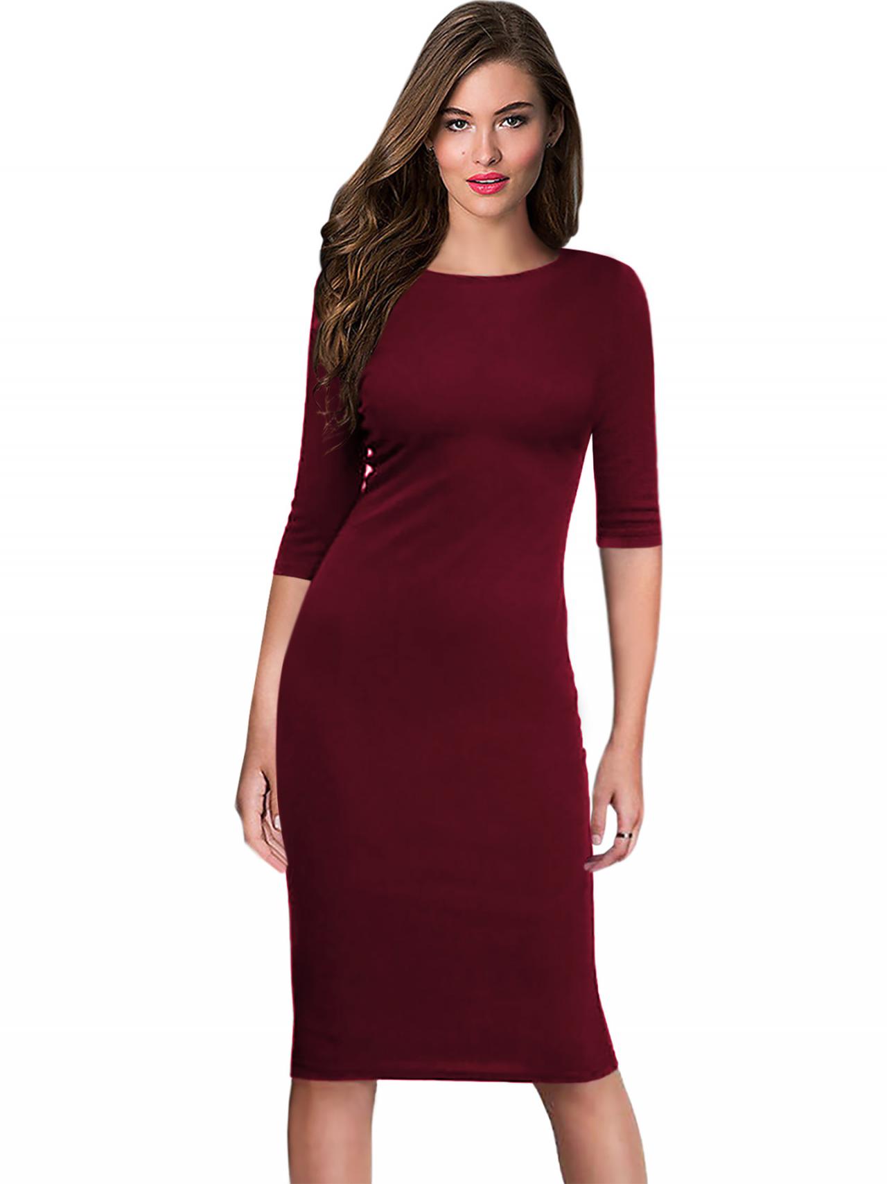 burgundy work dress