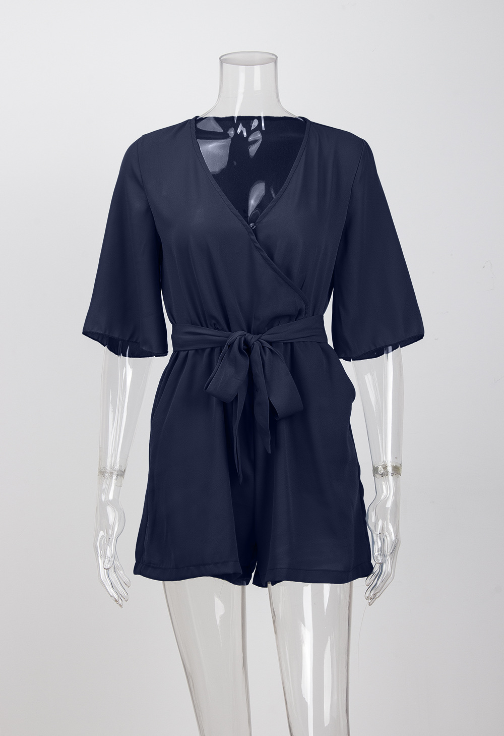 navy blue short jumpsuit