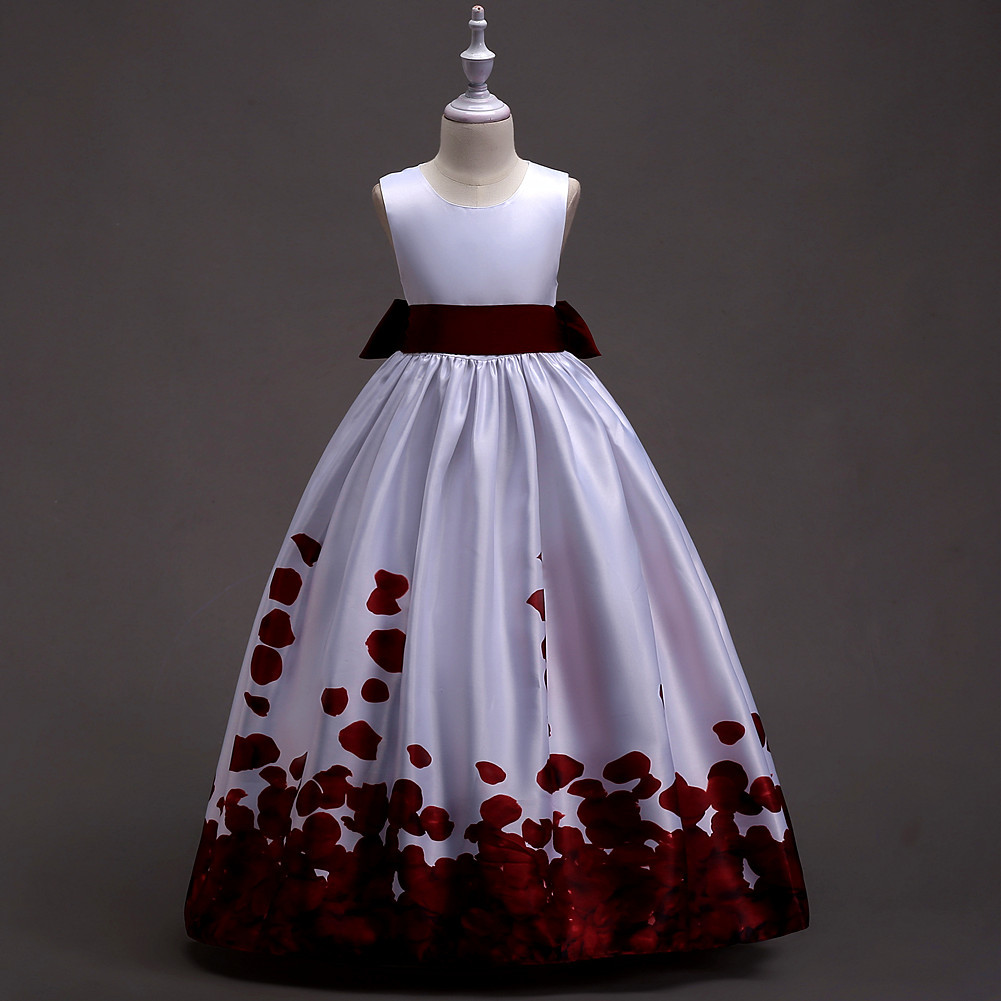 white dress with maroon flowers