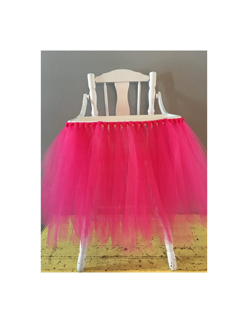 Tutu Tulle Table Skirts High Chair Decor Baby Shower Decorations for Boys Girls Party Set Birthday Party Supplies hot pink