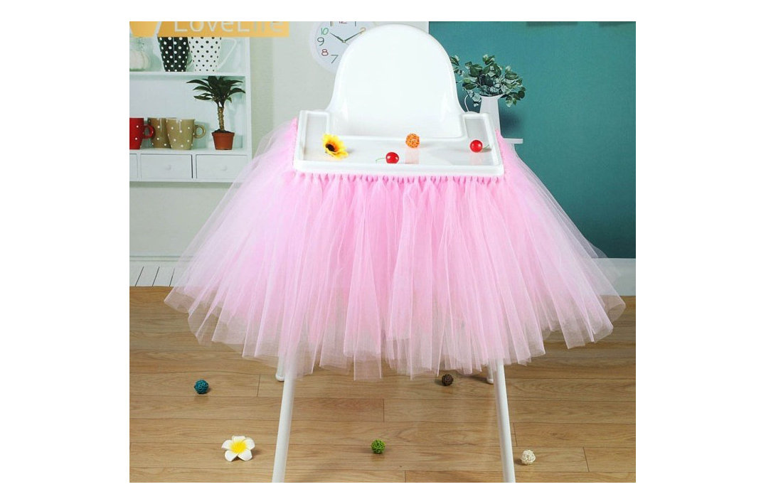 Tutu Tulle Table Skirts High Chair Decor Baby Shower Decorations for Boys Girls Party Set Birthday Party Supplies pink