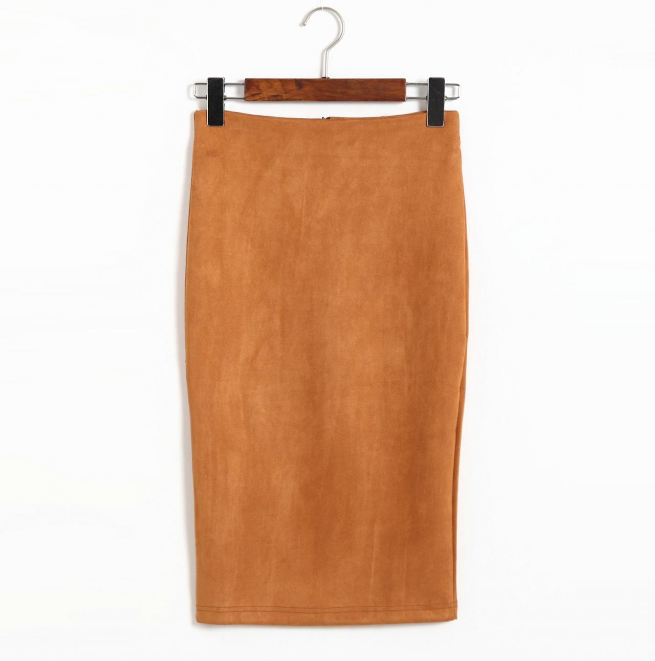 faux suede pencil skirt