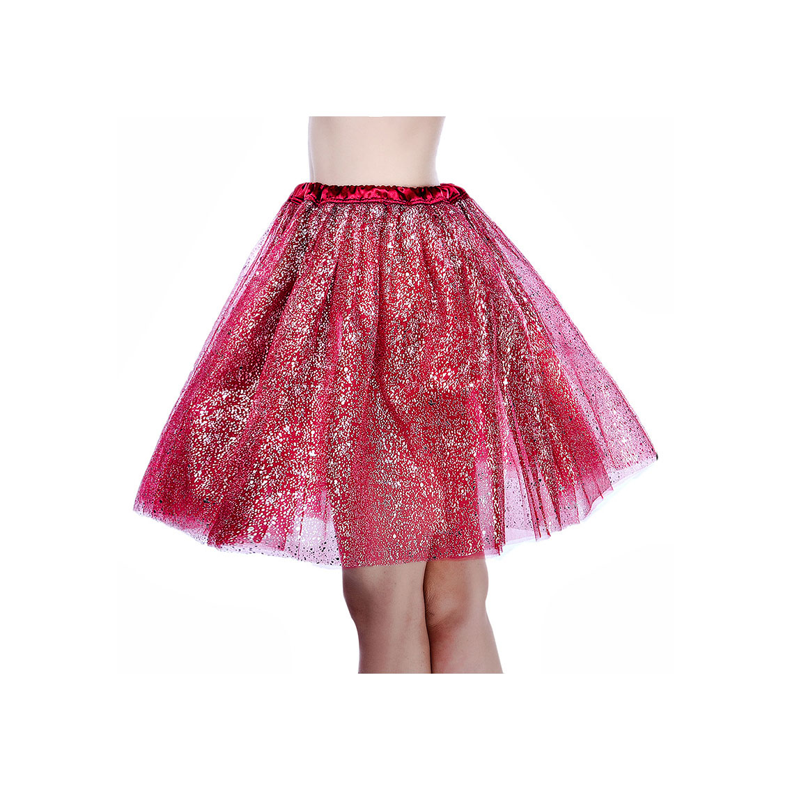 Adult Tutu Skirt Sequin Gilding Polka Dot 3 Layers Party Dance Ballet Pettiskirt Tulle Girl Mini Skirt burgundy