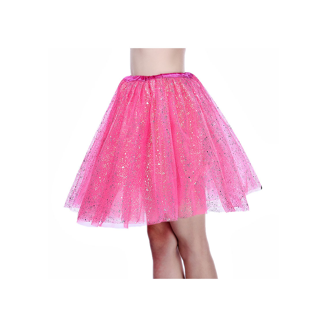 Adult Tutu Skirt Sequin Gilding Polka Dot 3 Layers Party Dance Ballet Pettiskirt Tulle Girl Mini Skirt hot pink
