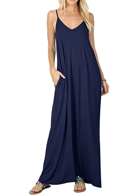 blue spaghetti strap maxi dress