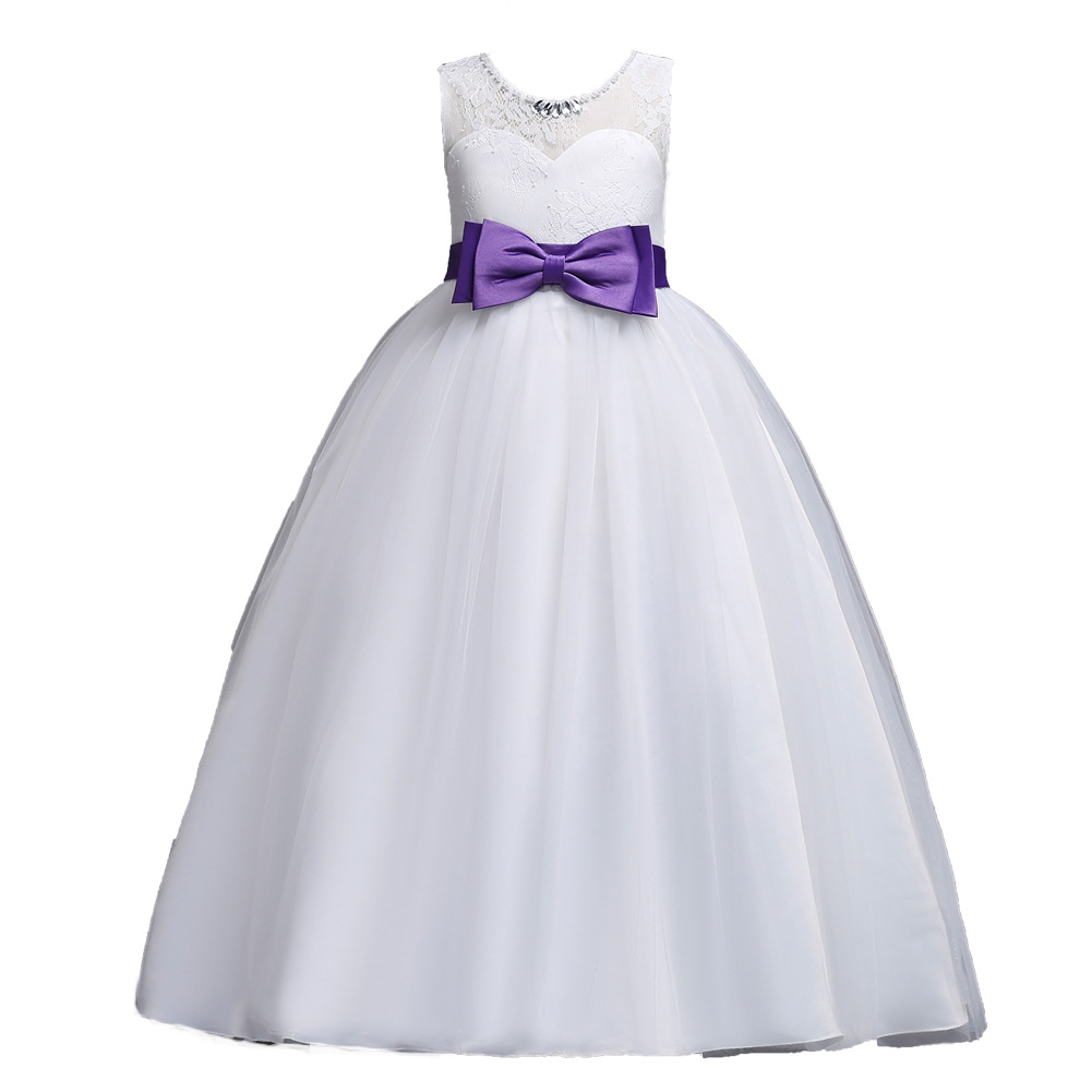 Flower Girl Dress Bow Wedding Formal Communion Party Gown Kids Children