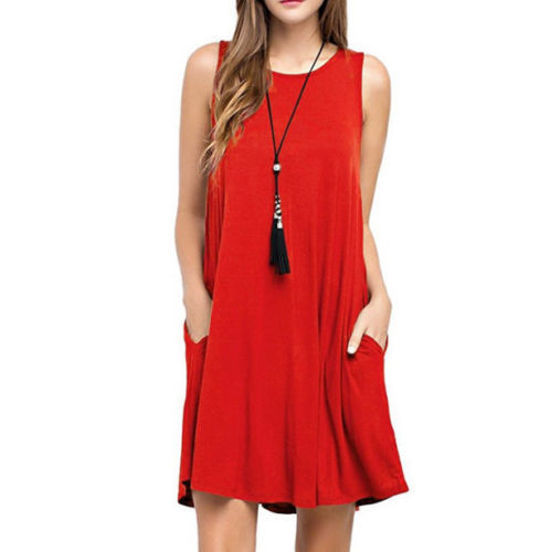 red sundress casual