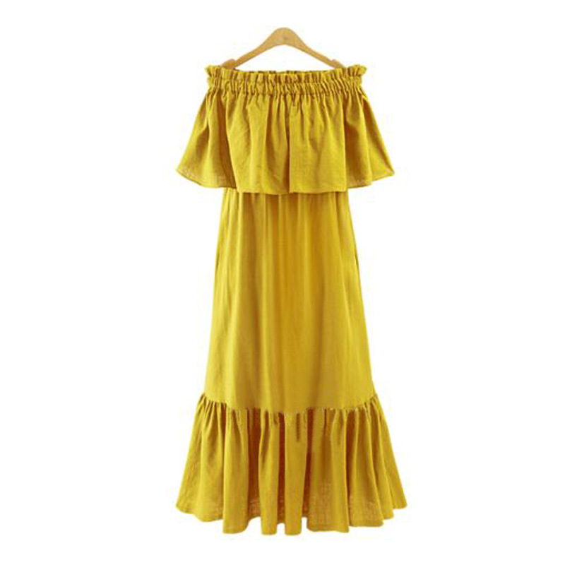 mustard off the shoulder maxi dress