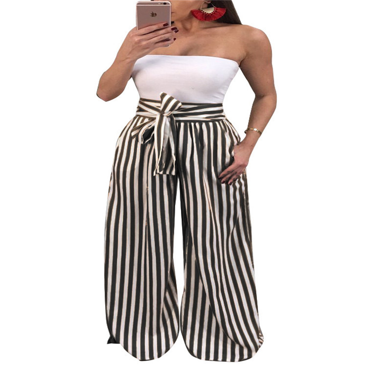 striped pants with bow